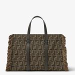 FENDI Summer Tote Brown FF jacquard fabric bag